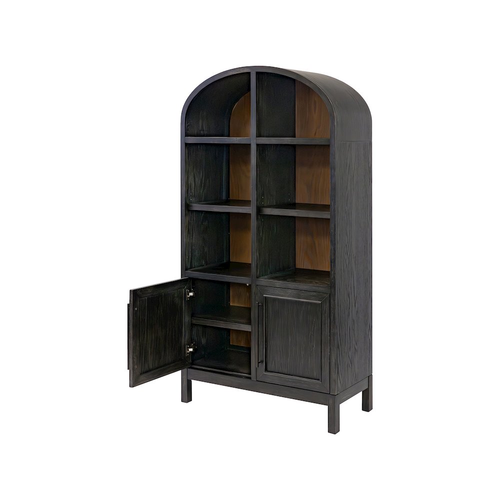 Modern Wood Arched Display Cabinet/Bookcase, Storage Cabinet, Black. Picture 2