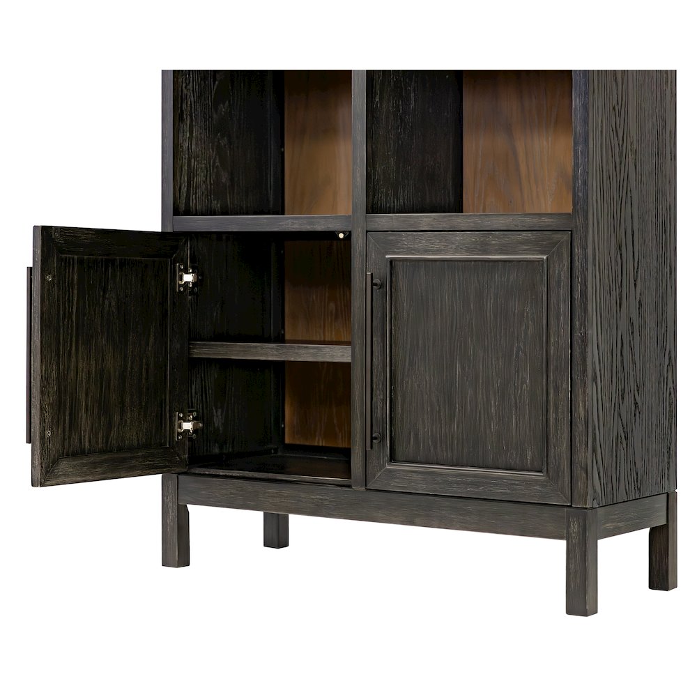 Modern Wood Arched Display Cabinet/Bookcase, Storage Cabinet, Black. Picture 10