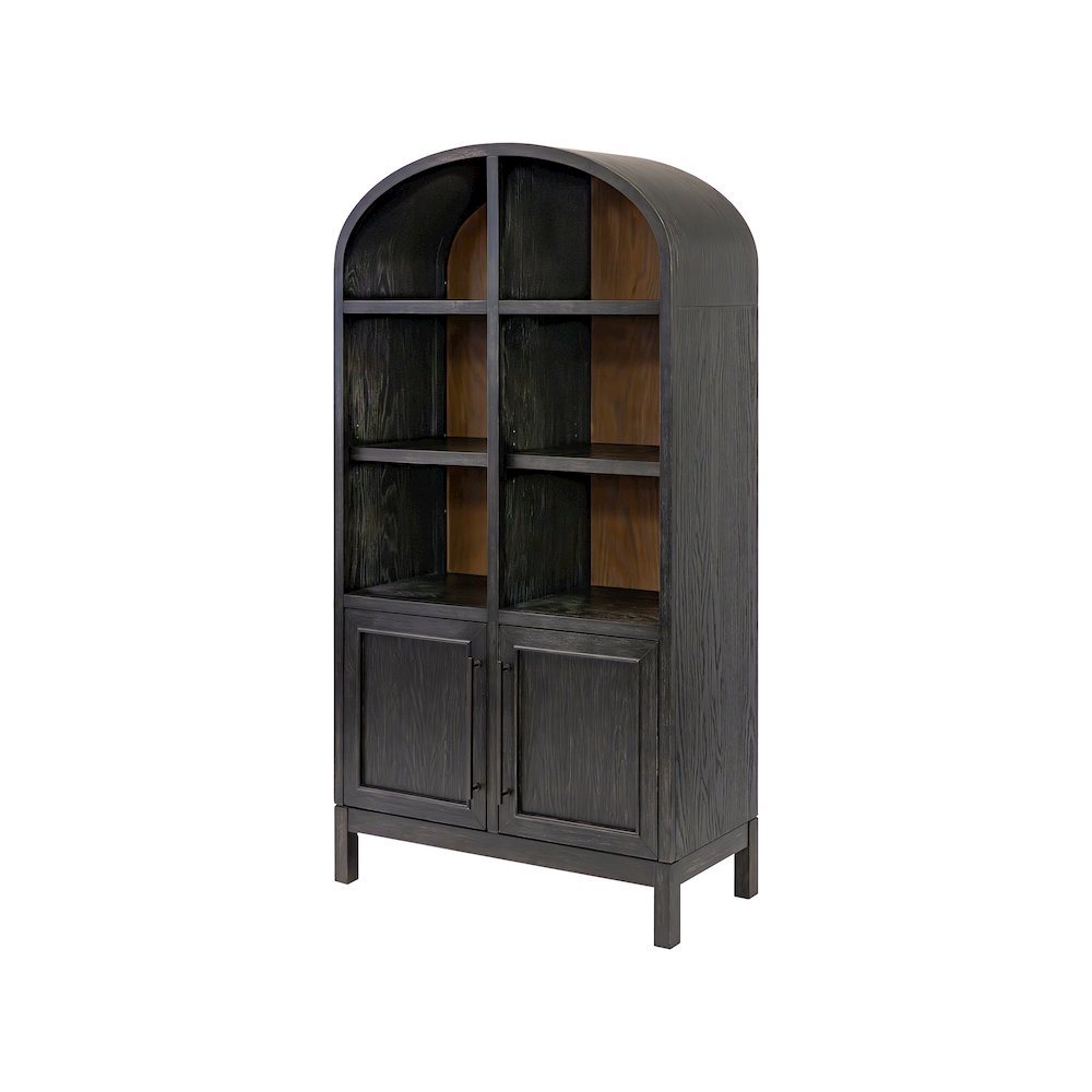 Modern Wood Arched Display Cabinet/Bookcase, Storage Cabinet, Black. Picture 11