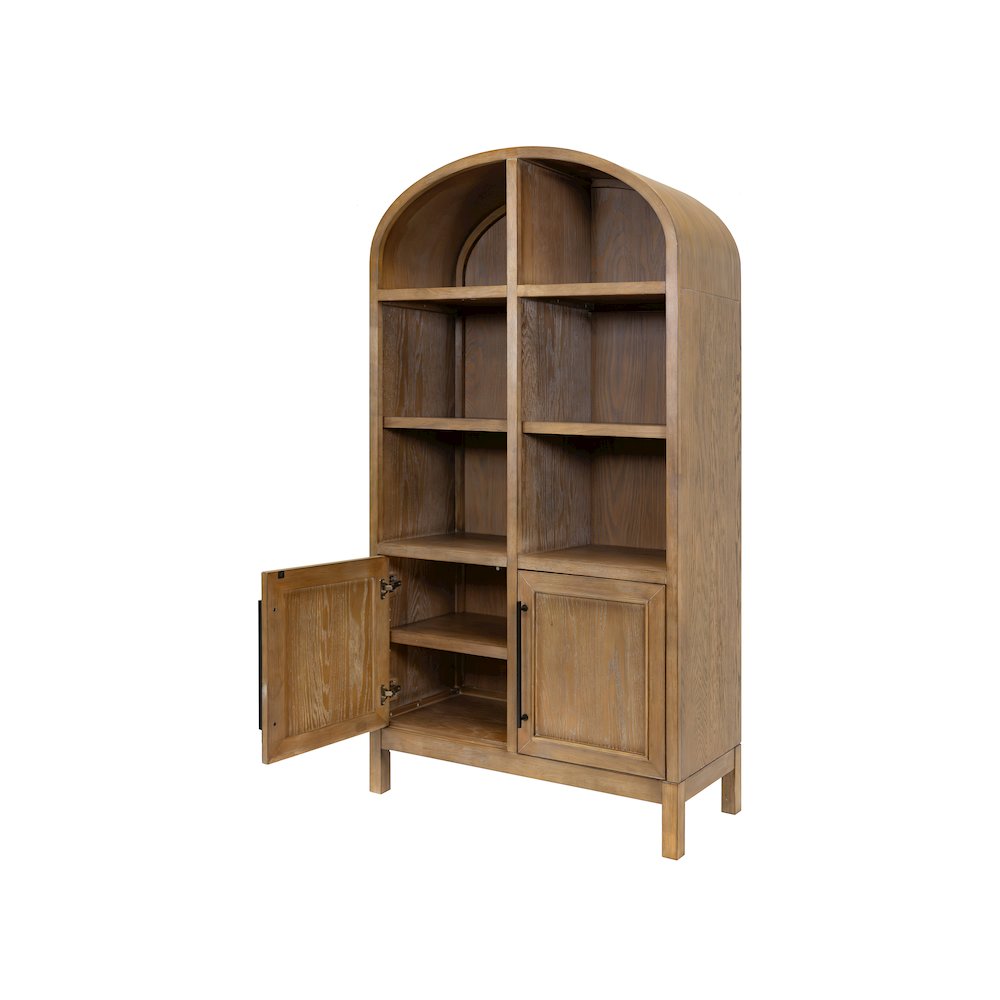 Modern Wood Arched Display Cabinet/Bookcase, Storage Cabinet, Brown. Picture 2