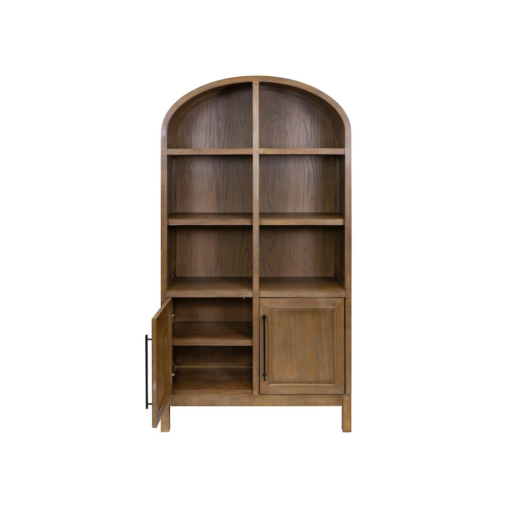 Modern Wood Arched Display Cabinet/Bookcase, Storage Cabinet, Brown. Picture 3