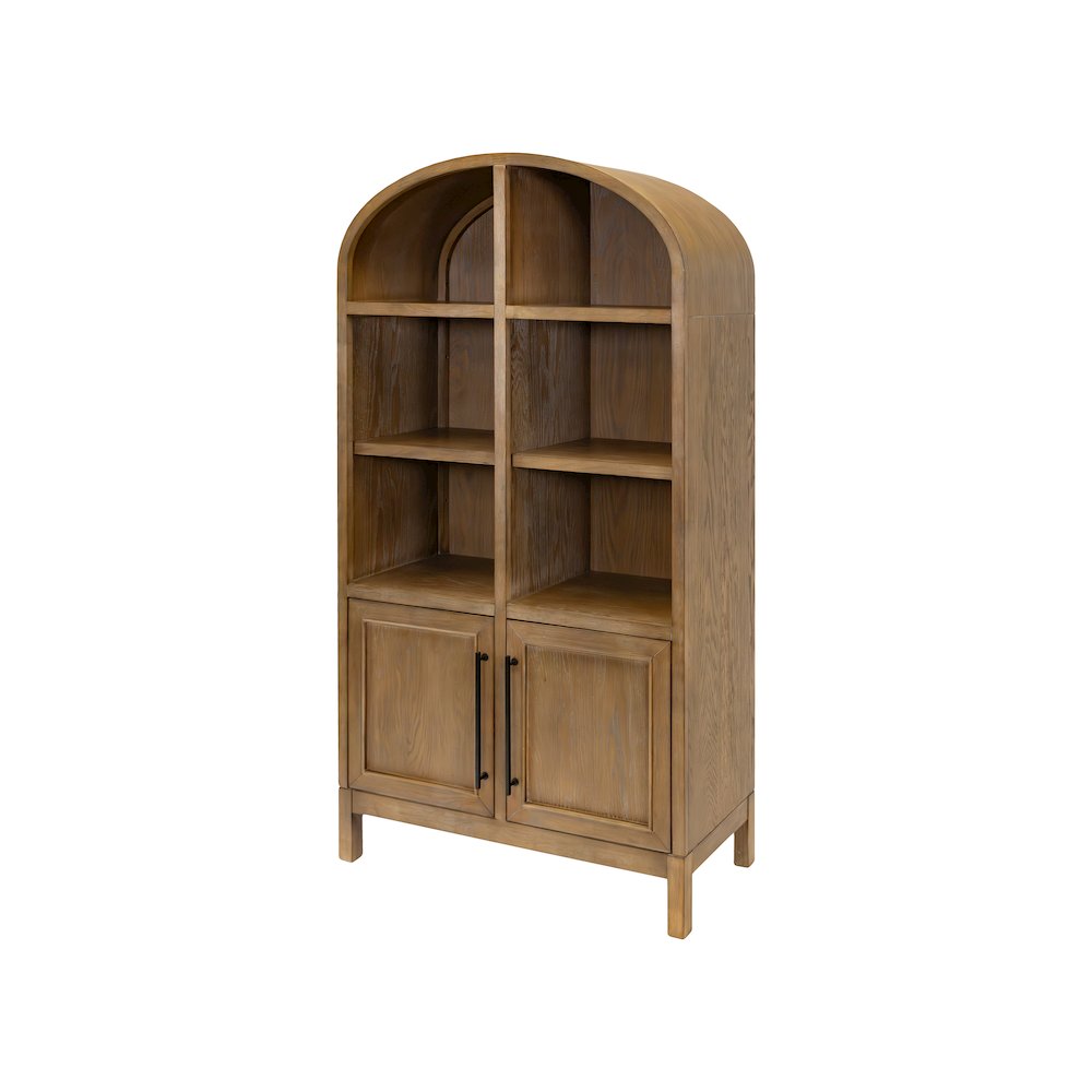 Modern Wood Arched Display Cabinet/Bookcase, Storage Cabinet, Brown. Picture 12
