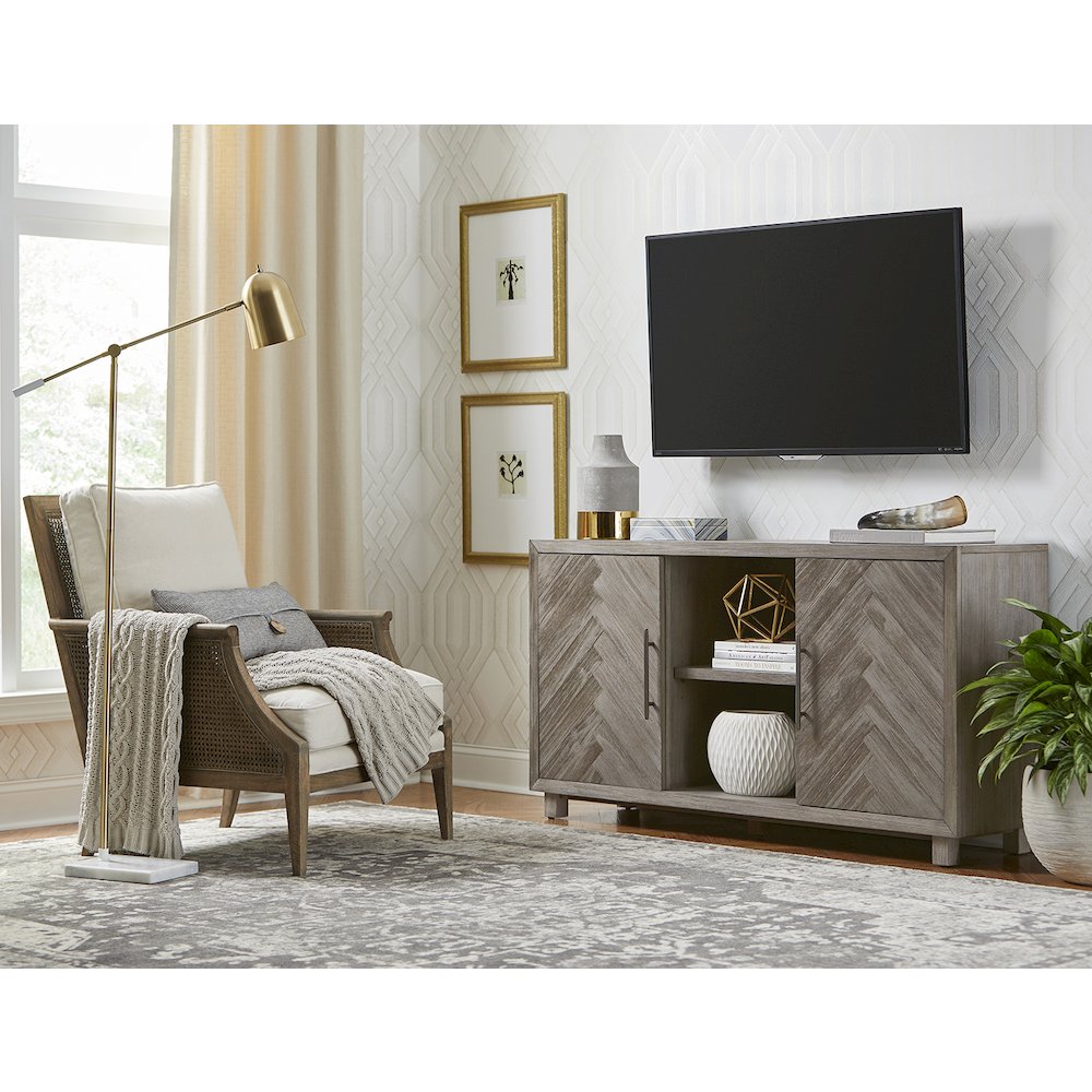 Palisades 60" TV Console, Fully Assembled, Gray. Picture 3