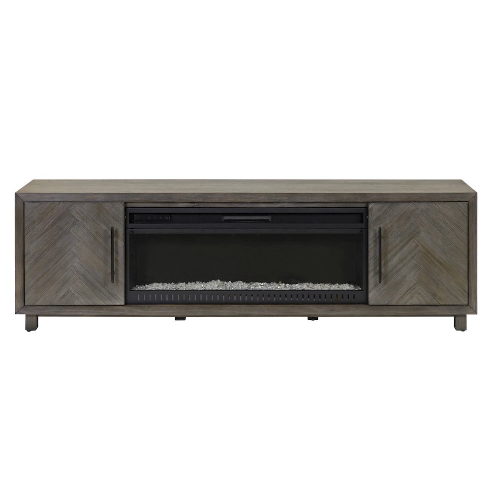 Palisades 80" Fireplace Console, Fully Assembled, Gray. Picture 1