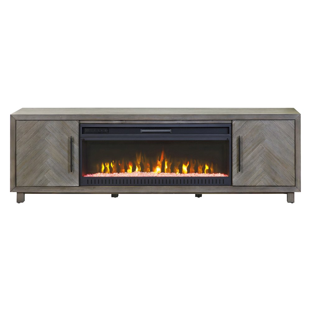 Palisades 80" Fireplace Console, Fully Assembled, Gray. Picture 6