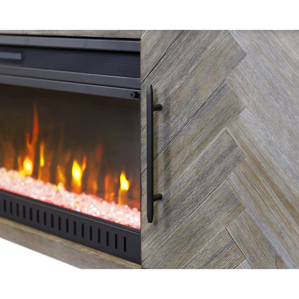 Palisades 80" Fireplace Console, Fully Assembled, Gray. Picture 8