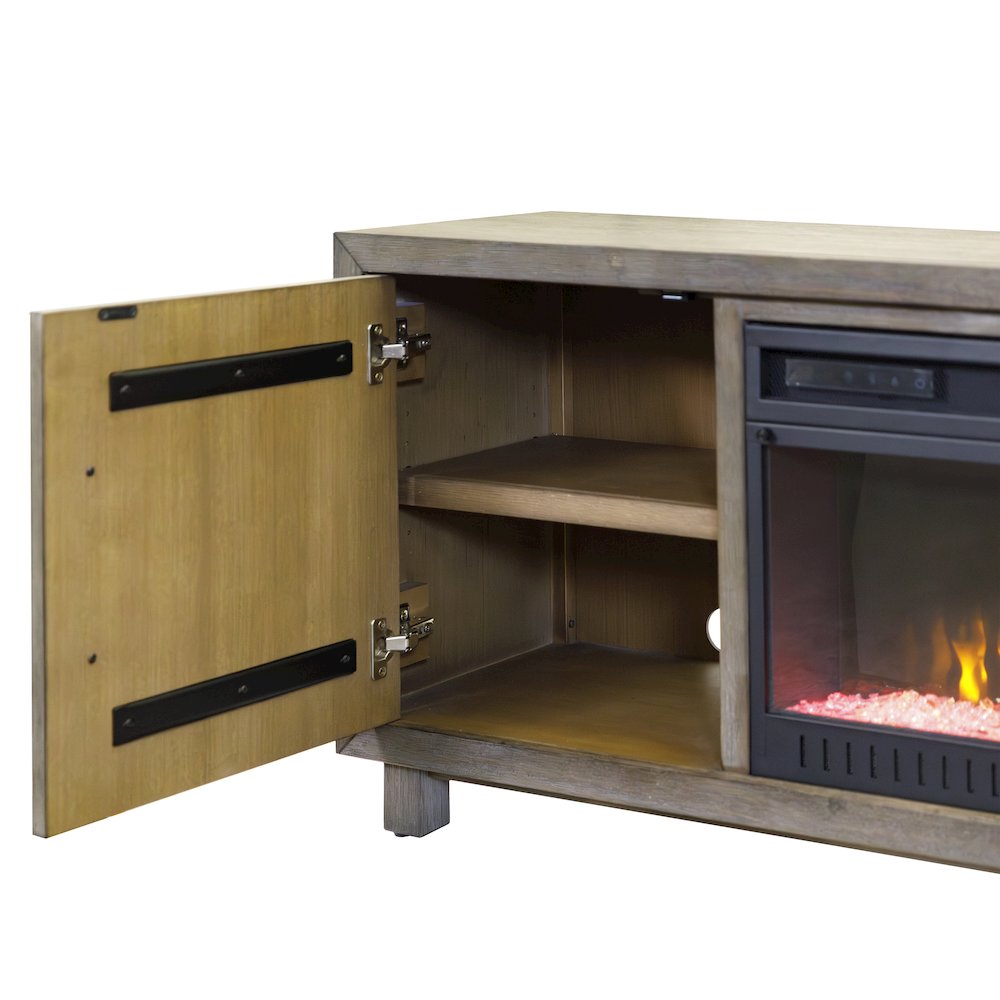 Palisades 80" Fireplace Console, Fully Assembled, Gray. Picture 9