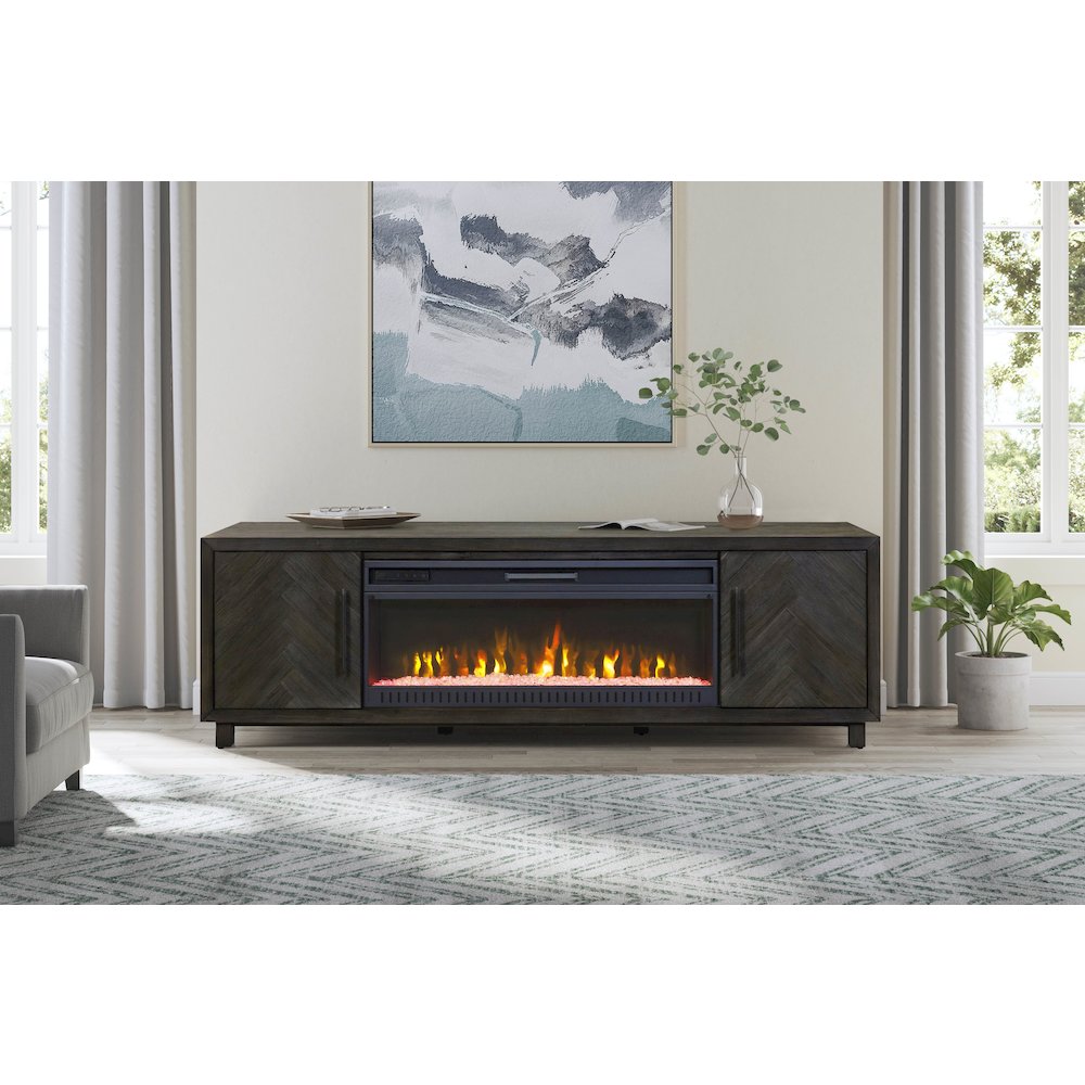 Palisades 80" Fireplace Console, Fully Assembled, Gray. Picture 5