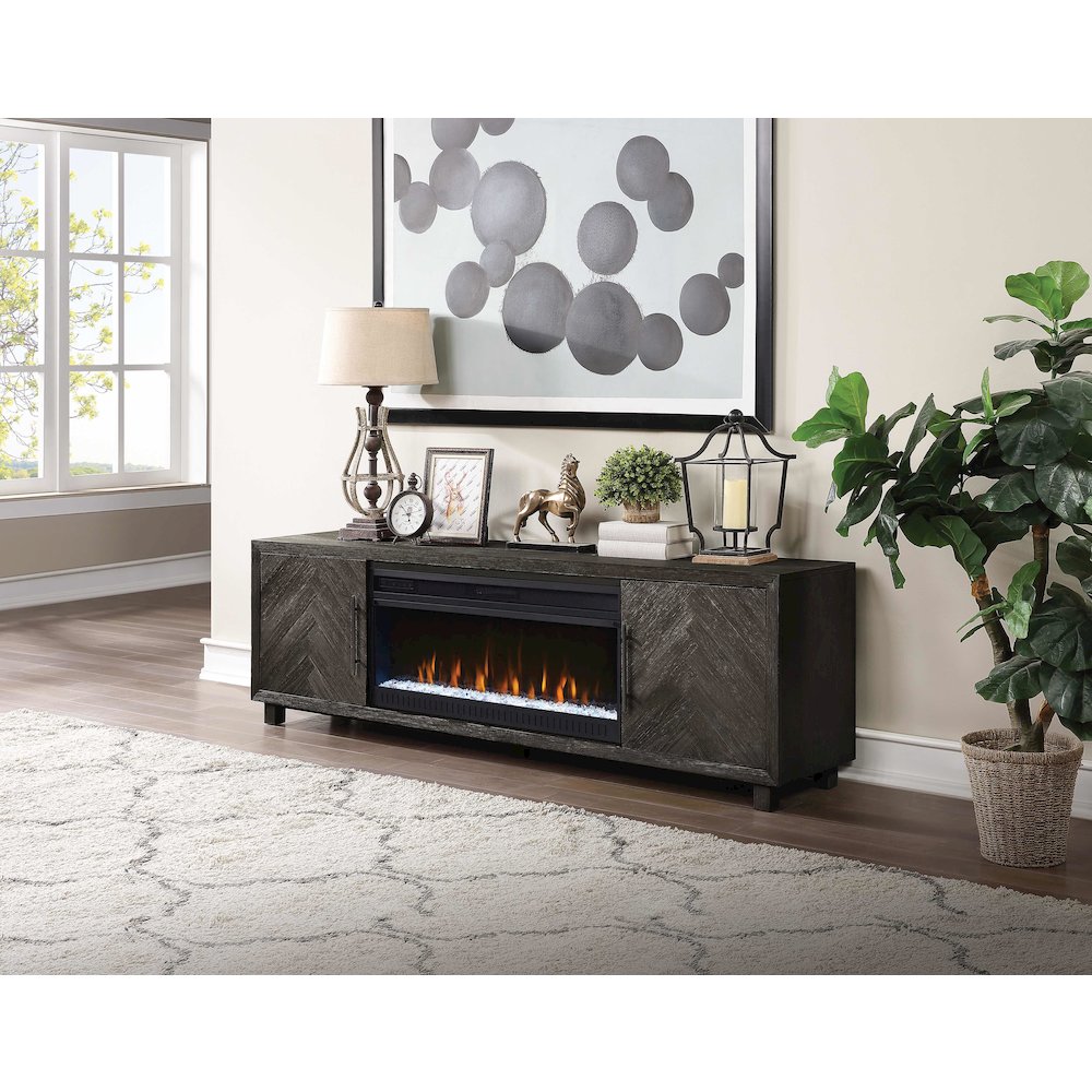 Palisades 80" Fireplace Console, Fully Assembled, Gray. Picture 3