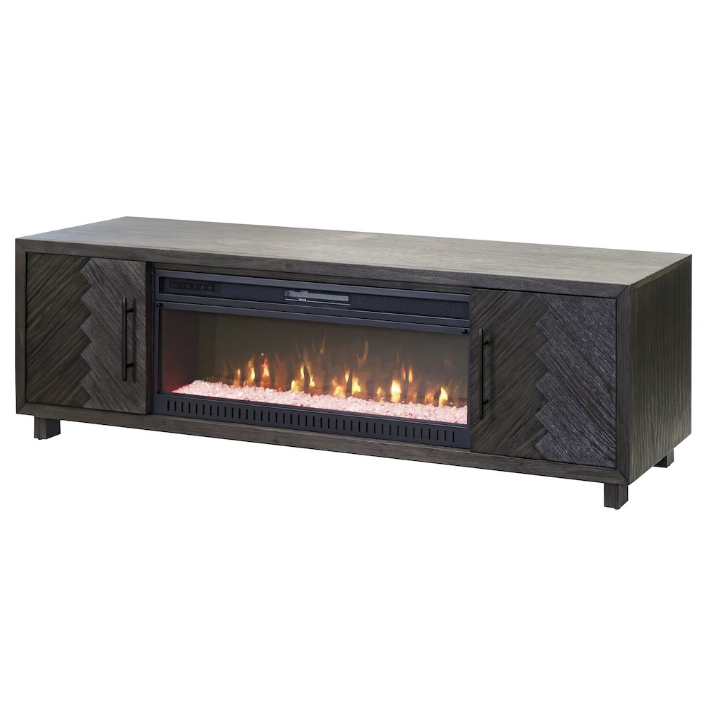 Palisades 80" Fireplace Console, Fully Assembled, Gray. Picture 1