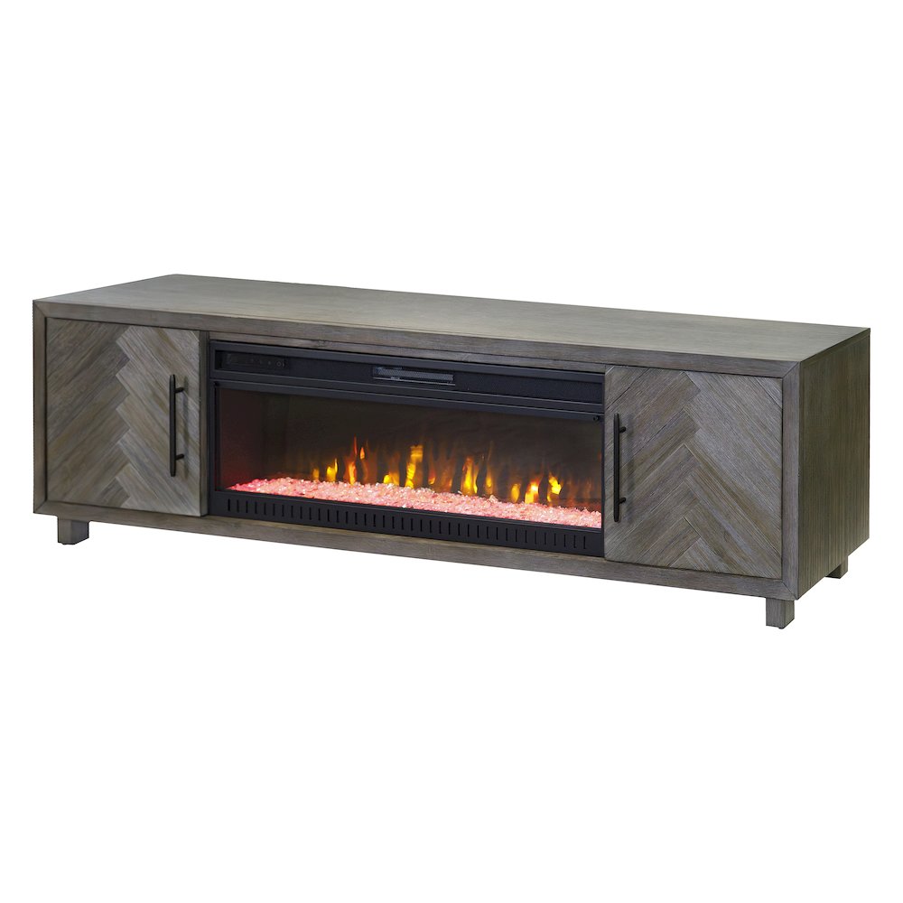 Palisades 80" Fireplace Console, Fully Assembled, Gray. Picture 2