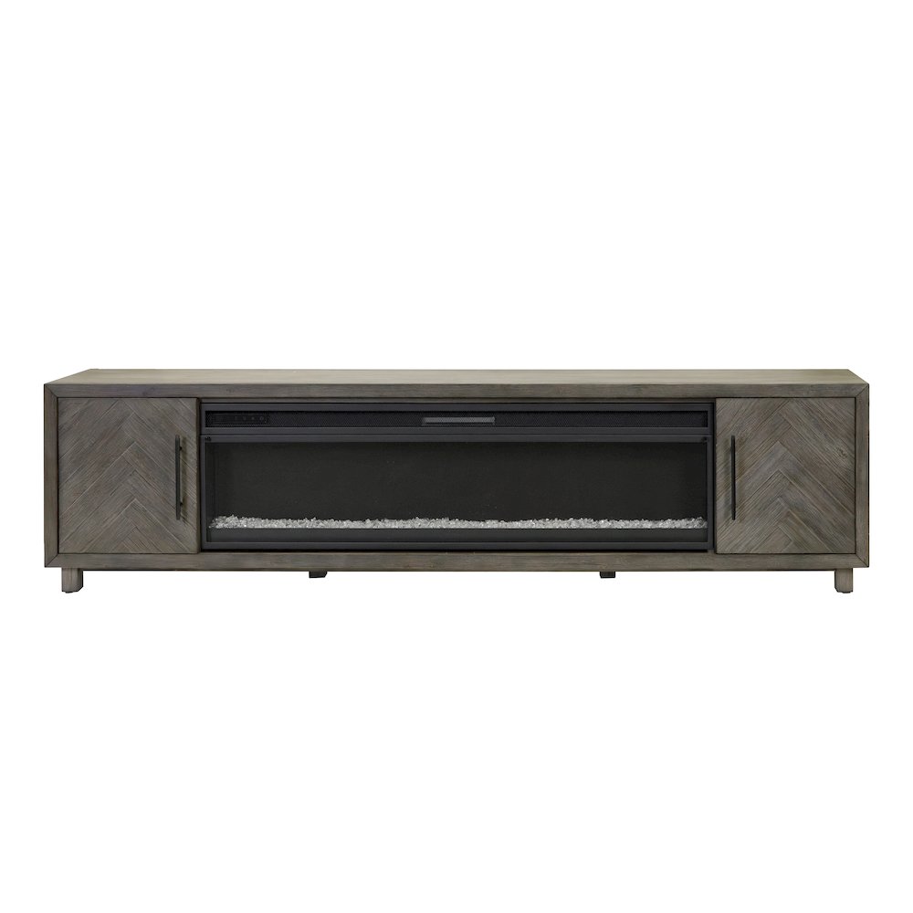Palisades 96" Fireplace Console, Fully Assembled, Gray. Picture 4