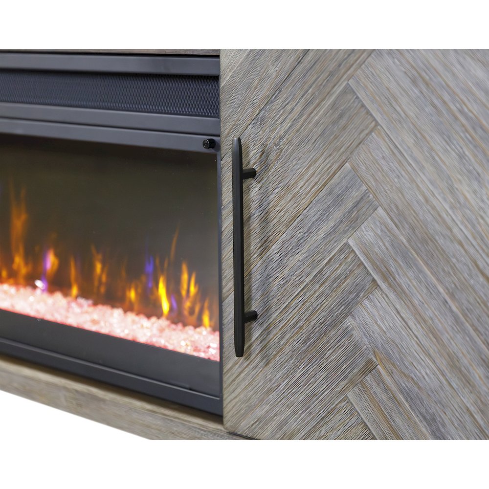 Palisades 96" Fireplace Console, Fully Assembled, Gray. Picture 7