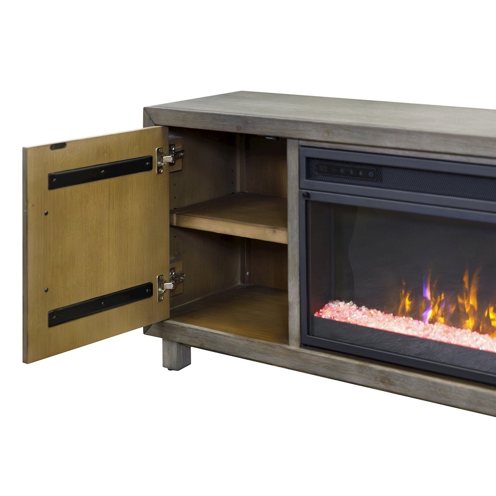 Palisades 96" Fireplace Console, Fully Assembled, Gray. Picture 8