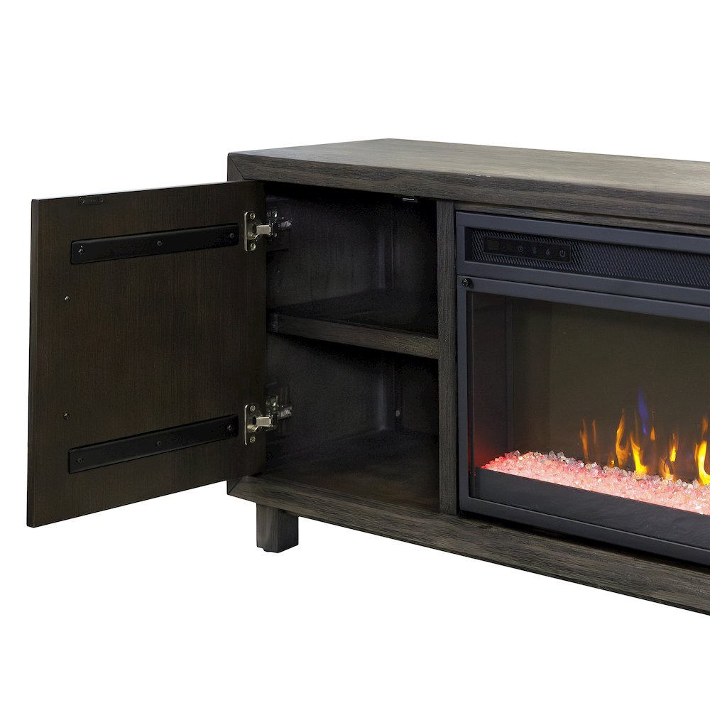 Palisades 96" Fireplace Console, Fully Assembled, Gray. Picture 3
