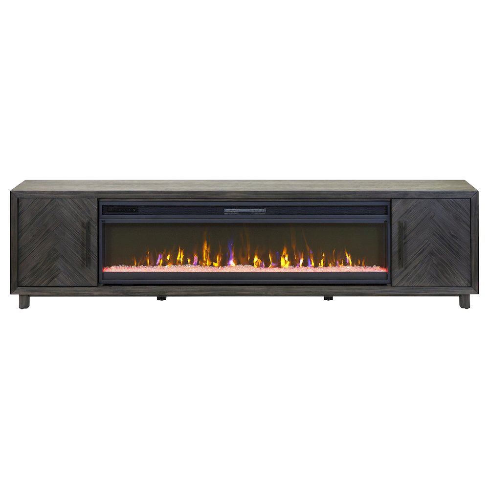 Palisades 96" Fireplace Console, Fully Assembled, Gray. Picture 2