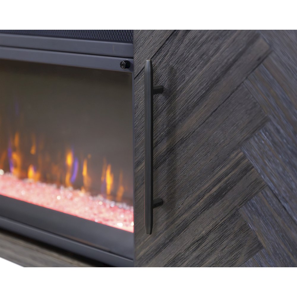 Palisades 96" Fireplace Console, Fully Assembled, Gray. Picture 4