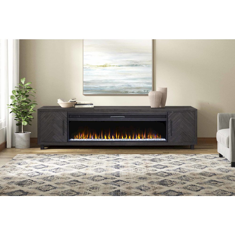 Palisades 96" Fireplace Console, Fully Assembled, Gray. Picture 7