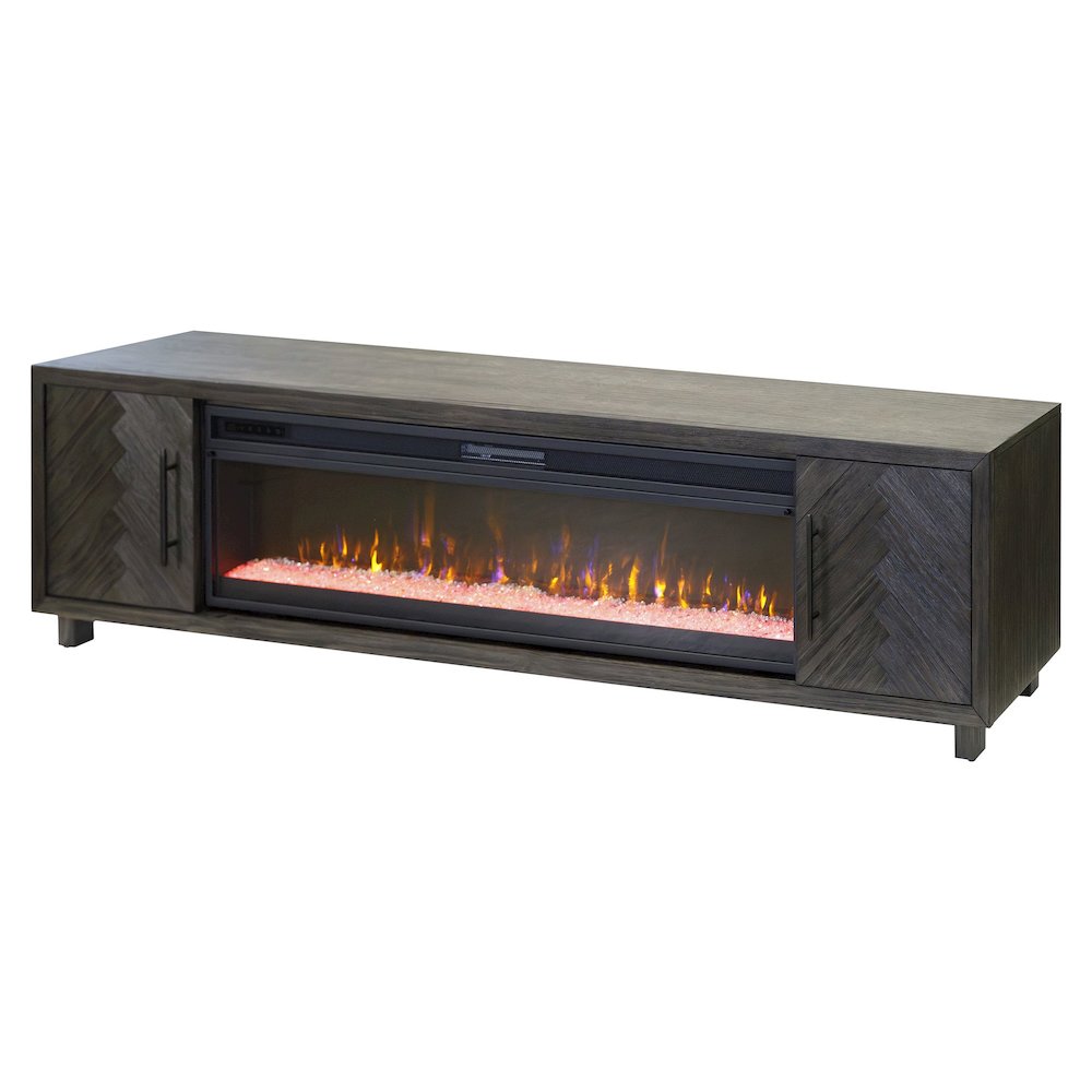 Palisades 96" Fireplace Console, Fully Assembled, Gray. Picture 1