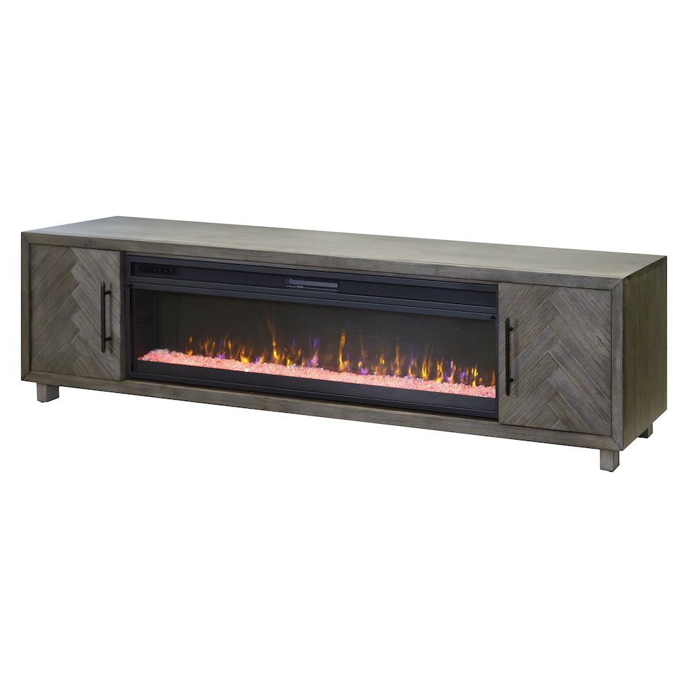 Palisades 96" Fireplace Console, Fully Assembled, Gray. Picture 1