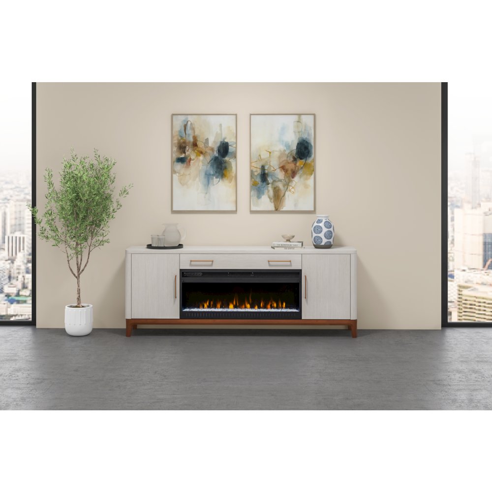 80" Wood Laminate Fireplace Console, Entertainment Storage, TV Stand. Picture 10