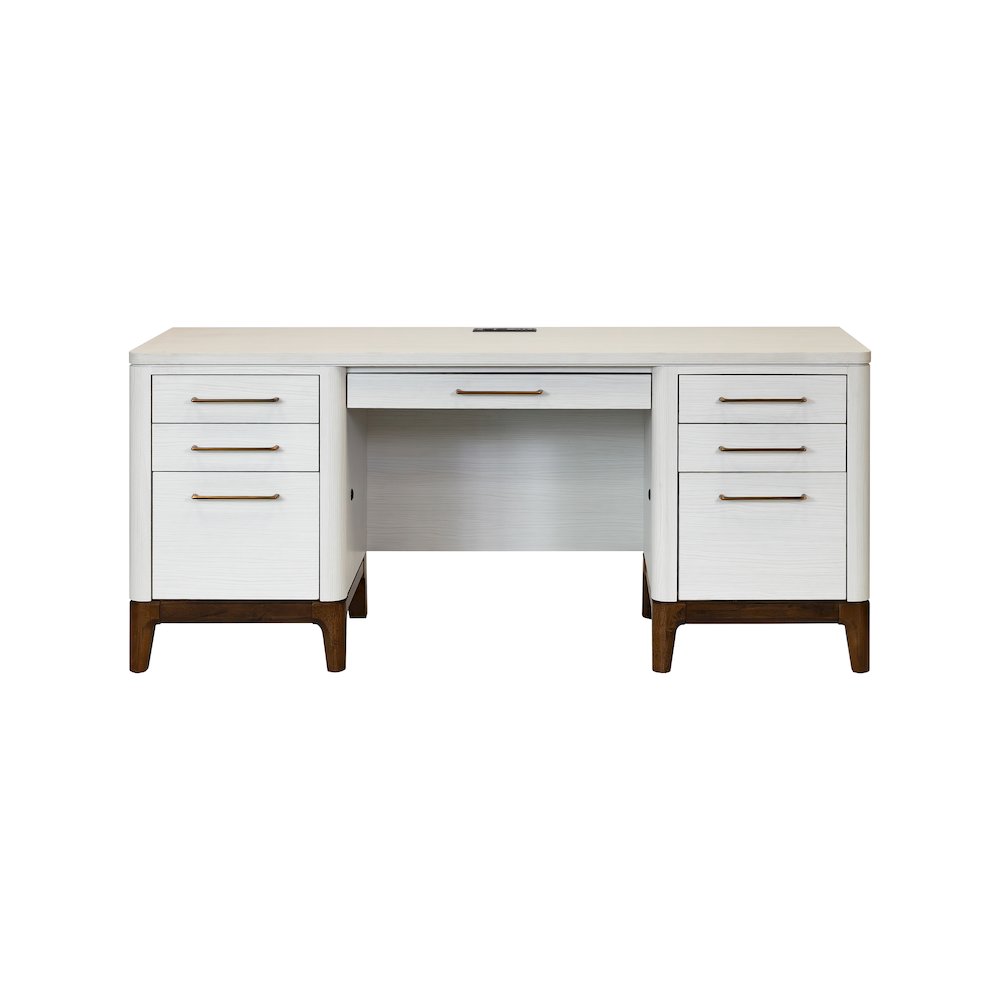 Contemporary Laminate Wood Office Desk, Writing Table, Storage Credenza, White. Picture 2