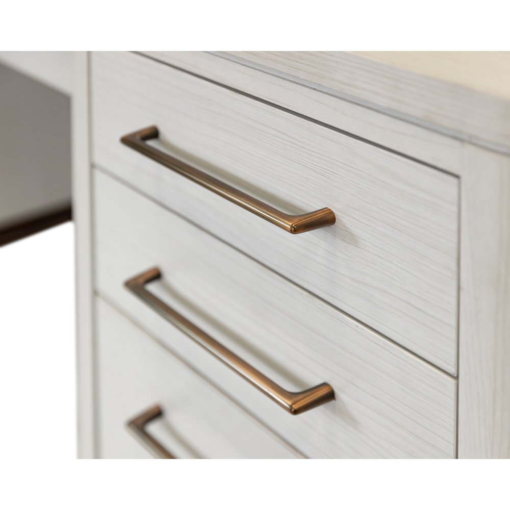Contemporary Laminate Wood Office Desk, Writing Table, Storage Credenza, White. Picture 4