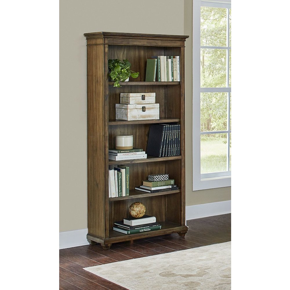 Porter Wood Open Bookcase, Fully Assembled, Brown. Picture 2