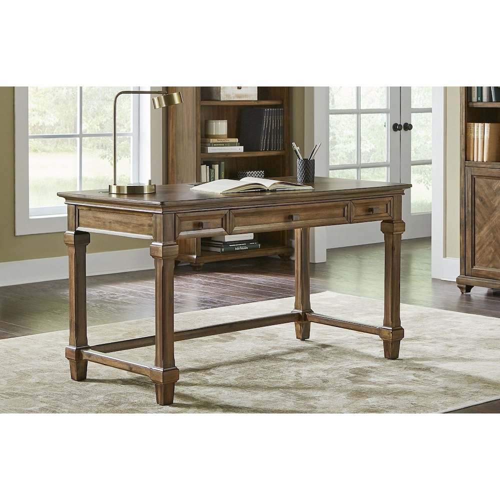 Porter Traditional Wood Writing Desk, Brown. Picture 3