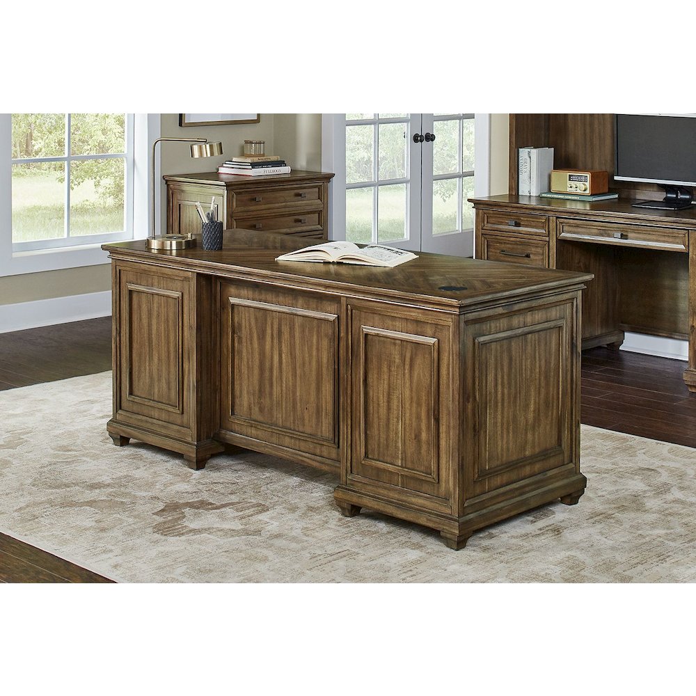 Porter Wood Double Pedestal Executive Desk, Fully Assembled. Picture 4