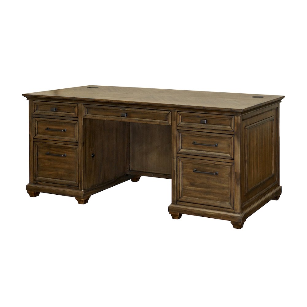 Porter Wood Double Pedestal Executive Desk, Fully Assembled. Picture 1