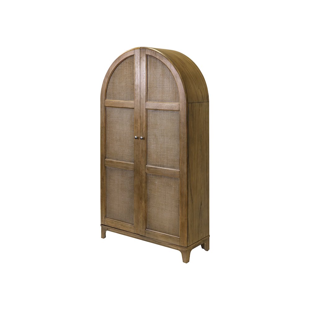 Quincey Coastal Arch shaped Bar Cabinet, Fully Assembled. Picture 1