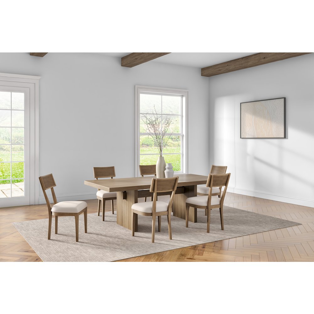 Quincey Coastal Wood Rectangular Kitchen Table with Six Chairs. Picture 2