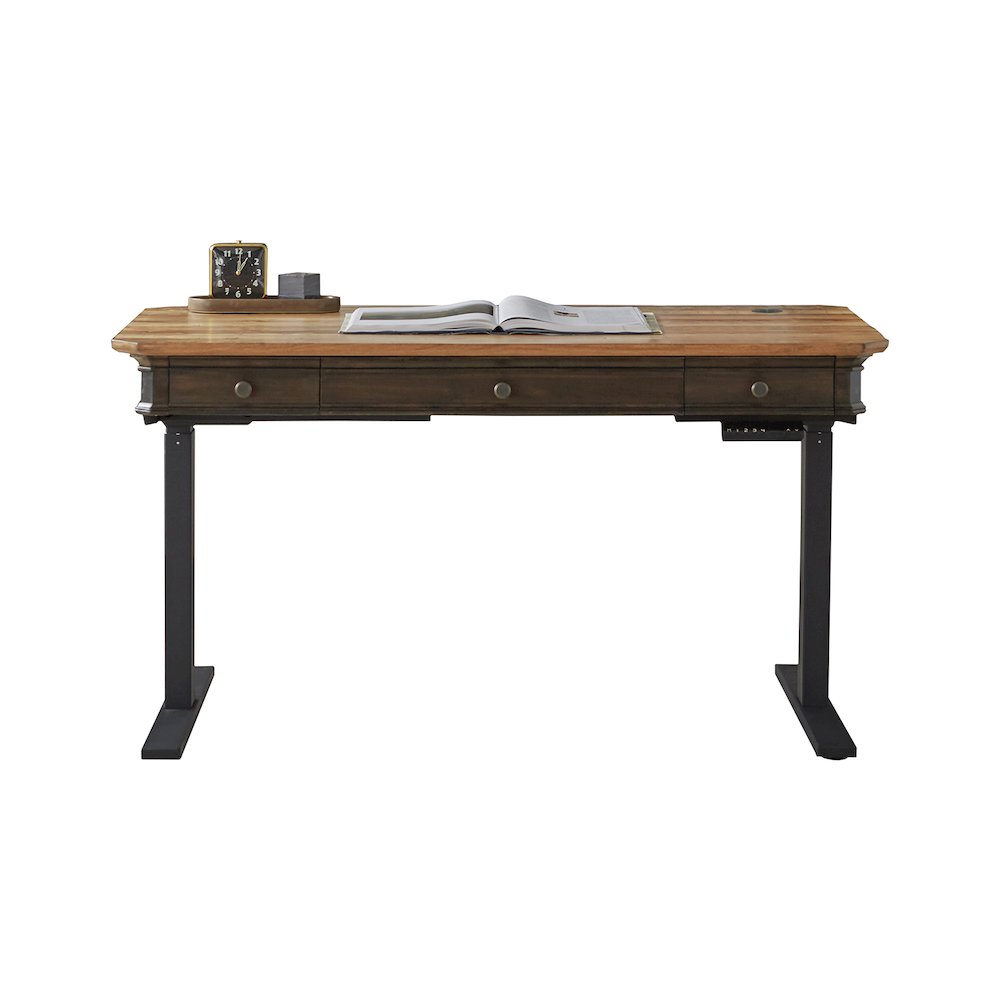 Sonoma Executive Electric Sit/Stand Desk With Solid Plank Top, Brown. Picture 10