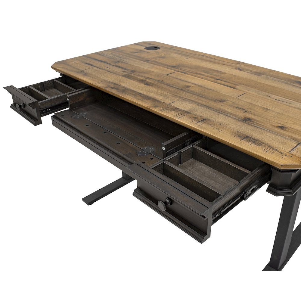 Sonoma Executive Electric Sit/Stand Desk With Solid Plank Top, Brown. Picture 7