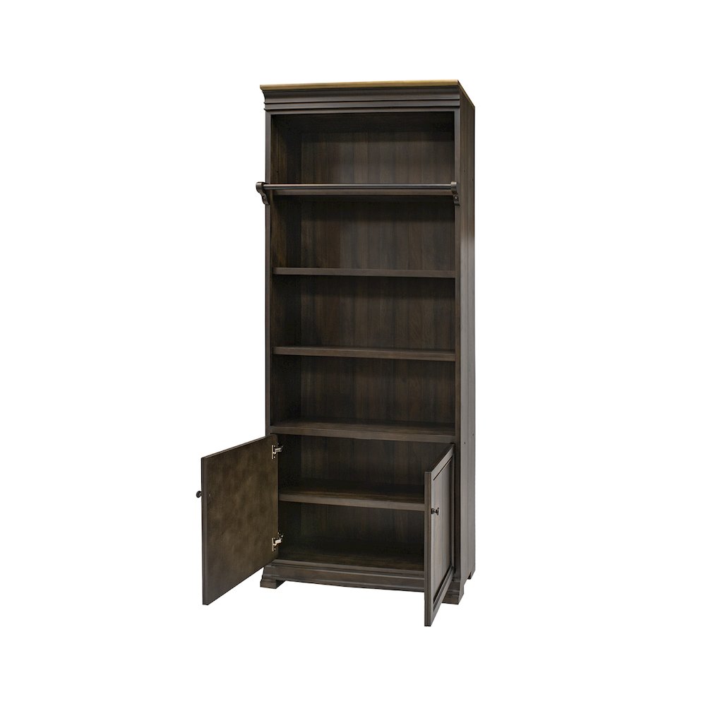 Sonoma Executive Bookcase Wall With Wood Ladder, Brown. Picture 5