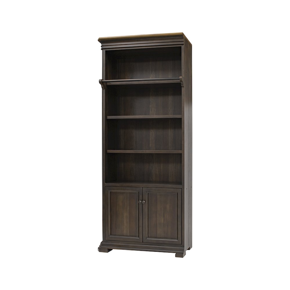 Sonoma Executive Bookcase Wall With Wood Ladder, Brown. Picture 6
