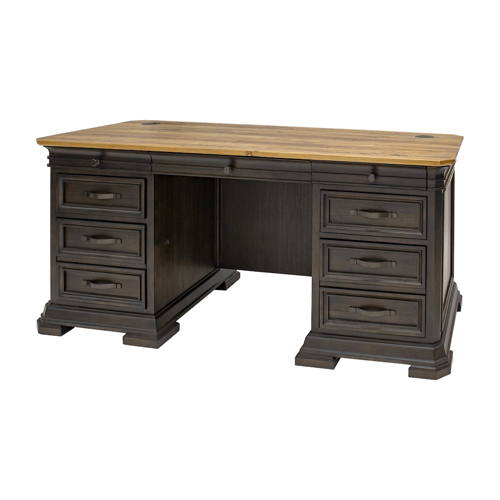 Sonoma Double Pedestal Executive Desk, Brown. Picture 1