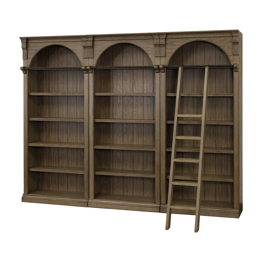 Stratton 8' Tall Bookcase Wall With Ladder, Storage. Picture 1