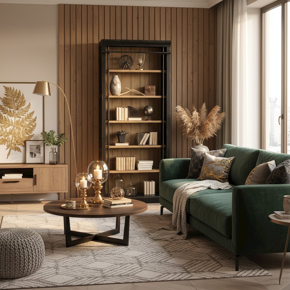 8-Foot Tall Wood Bookcase with 4 Adjustable Shelves, Steel Frame, Black. Picture 3