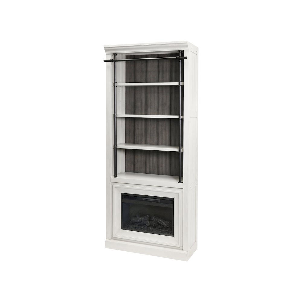 Toulouse 8' Tall Wood Bookcase with Fireplace Insert, Storage. Picture 1
