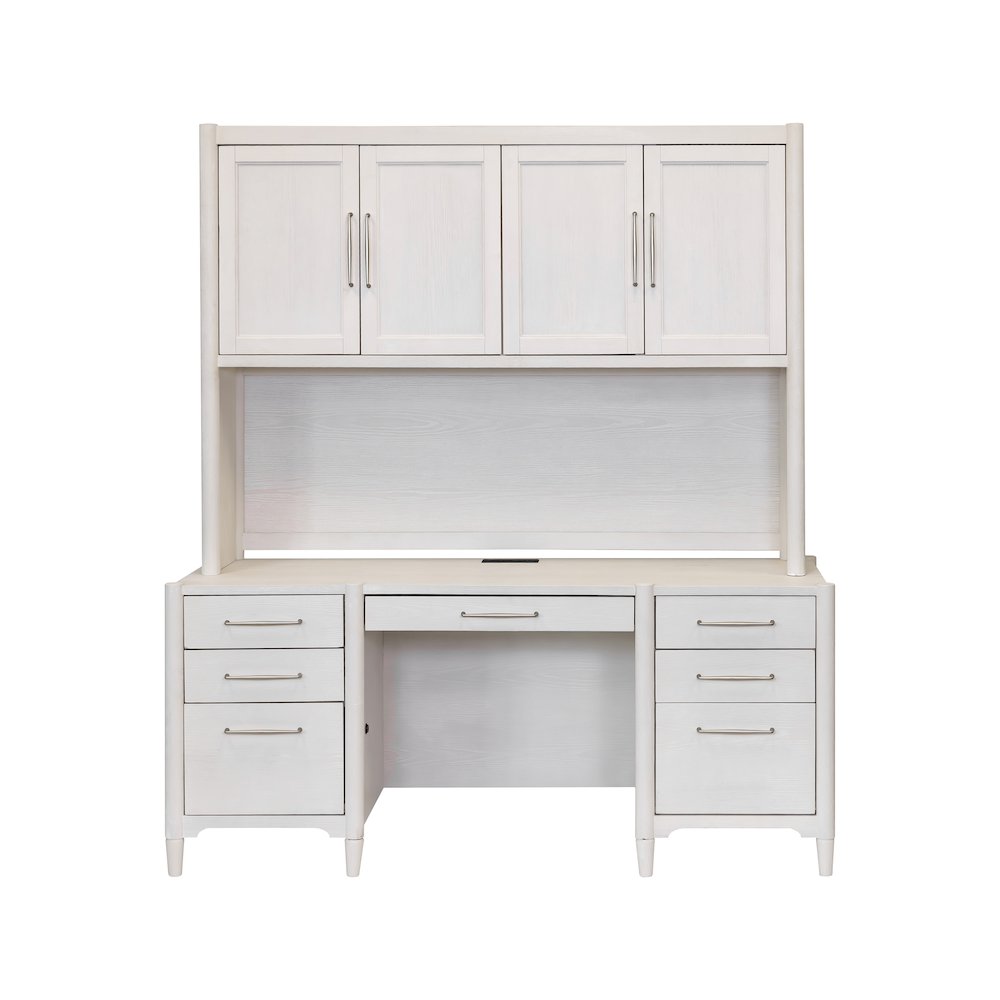 Wood Desk with Hutch,Office Storage,Writing Table with Cabinet, Assembled, White. Picture 2