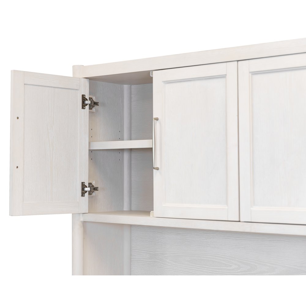 Wood Desk with Hutch,Office Storage,Writing Table with Cabinet, Assembled, White. Picture 9
