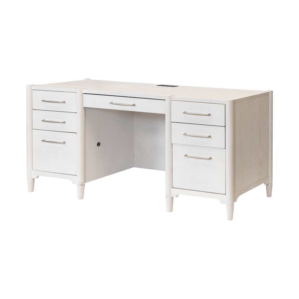 Wood Desk with Hutch,Office Storage,Writing Table with Cabinet, Assembled, White. Picture 10