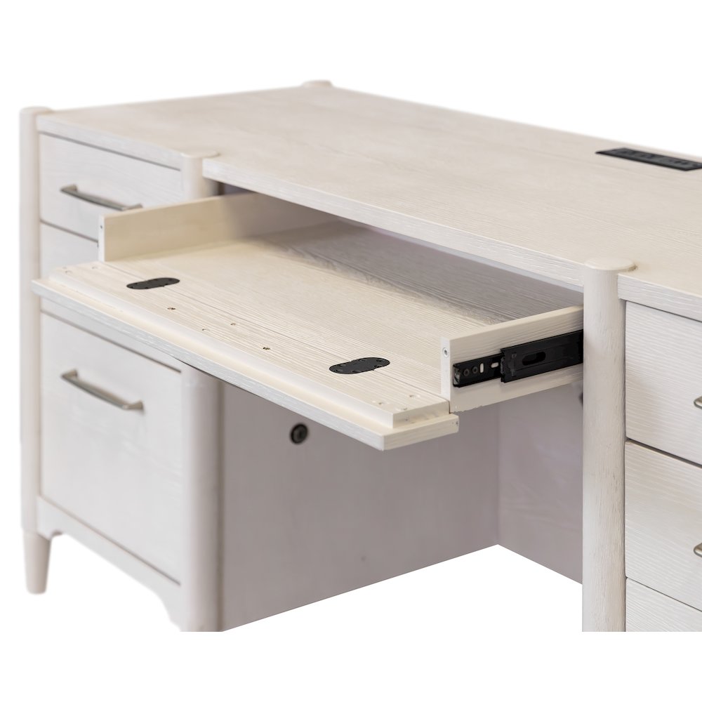 Wood Desk with Hutch,Office Storage,Writing Table with Cabinet, Assembled, White. Picture 17