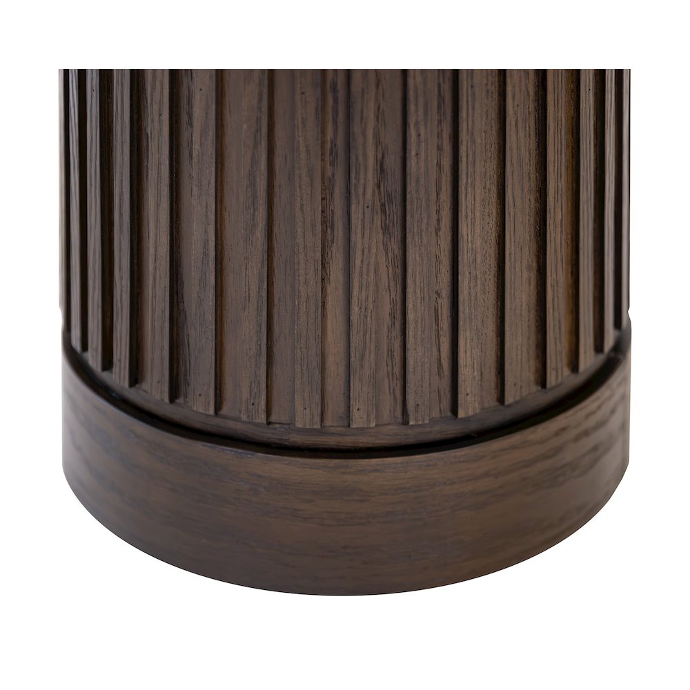 Modern round pedestal table, side table, cocktail stand, fully assembled, brown. Picture 3