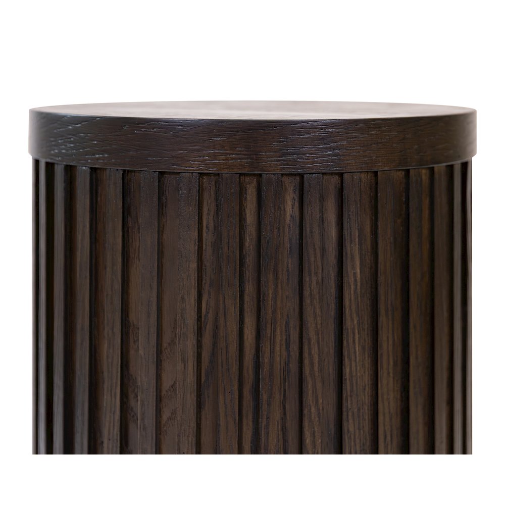 Modern round pedestal table, side table, cocktail stand, fully assembled, brown. Picture 4