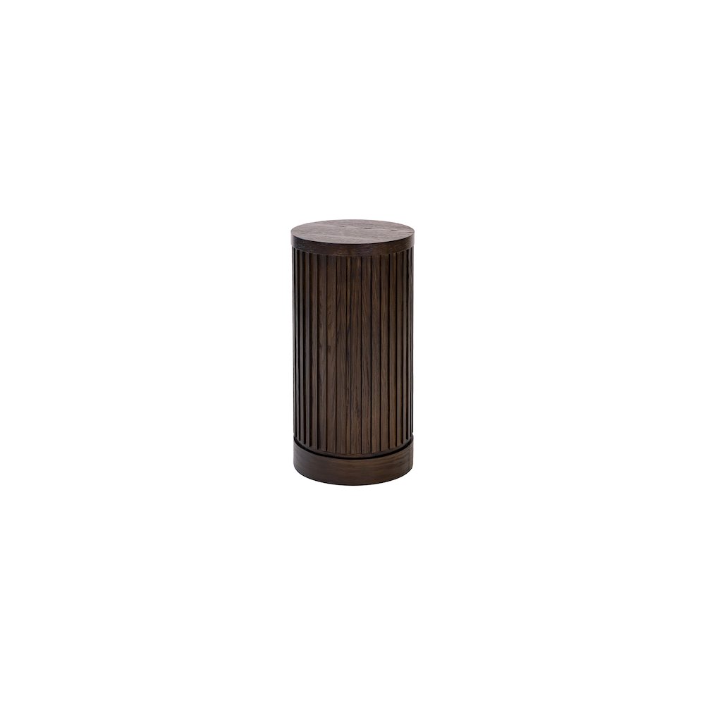 Modern round pedestal table, side table, cocktail stand, fully assembled, brown. Picture 1