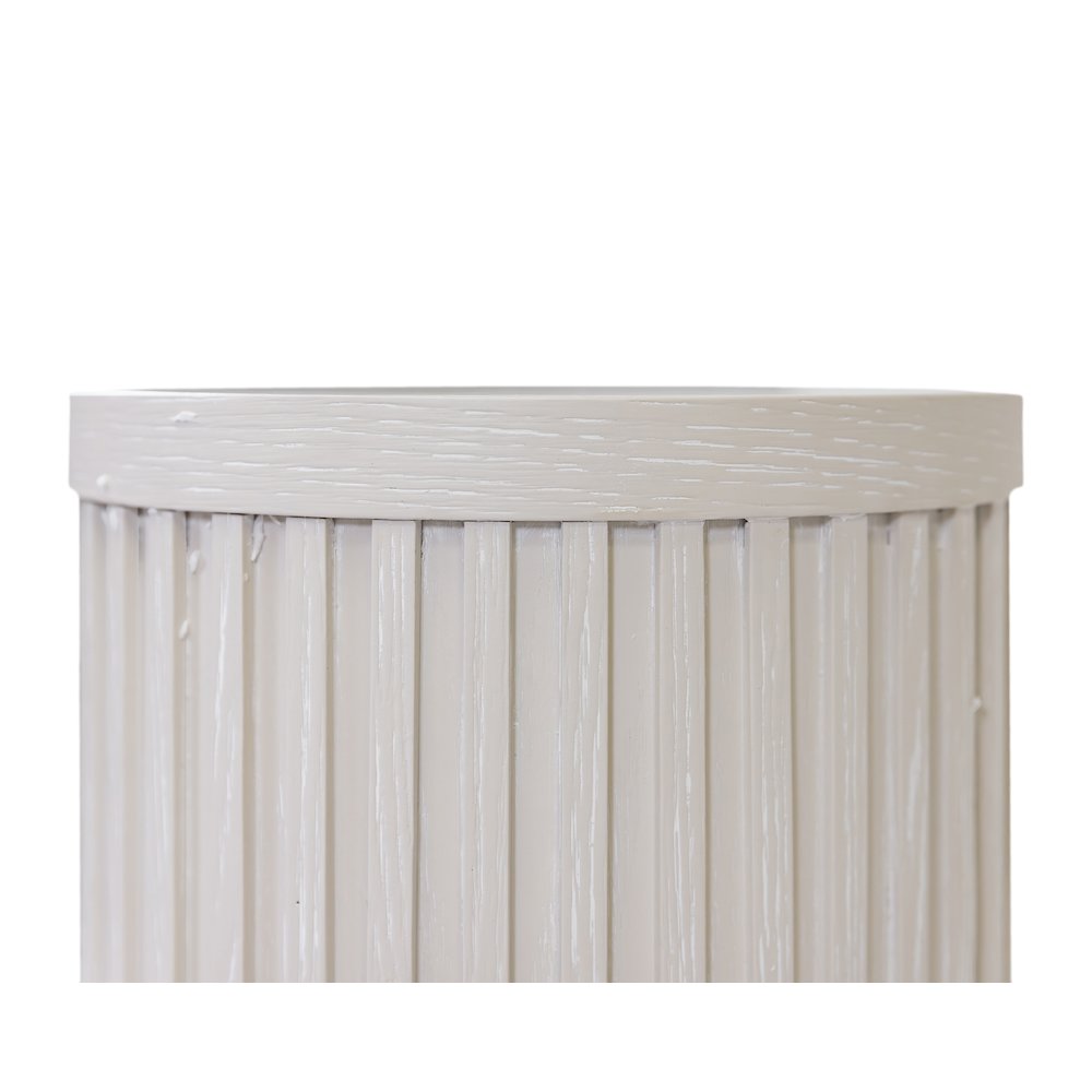 Modern round pedestal table, side table, cocktail stand, fully assembled, white. Picture 4