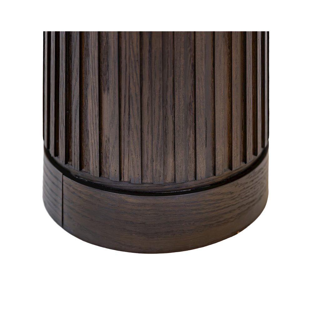 Modern round pedestal table, side table, cocktail stand, fully assembled, brown. Picture 3